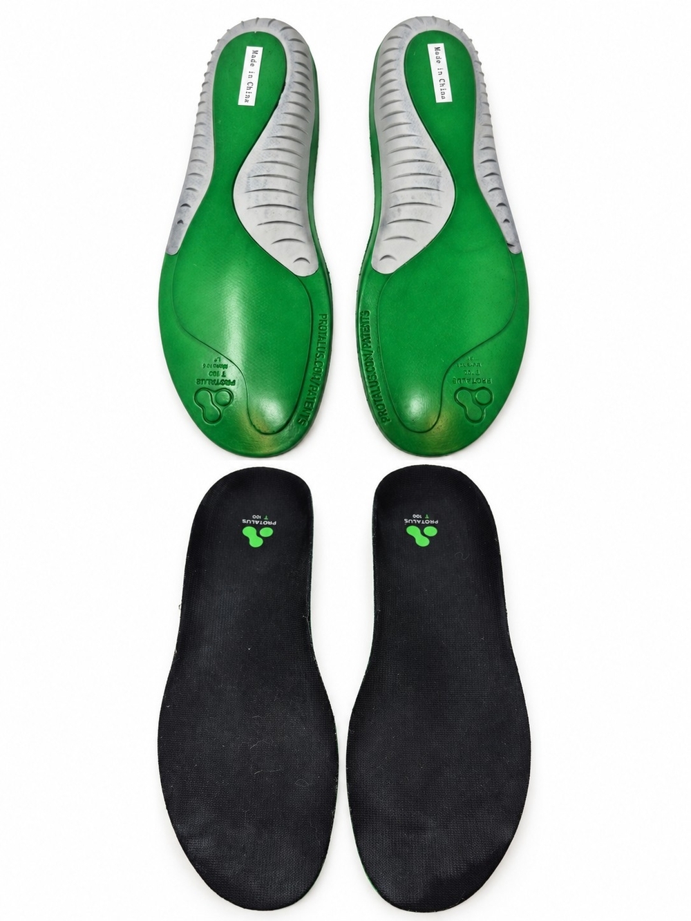 Protalus T100 Performance Shoe Insoles Green Gray w/ Black Covers